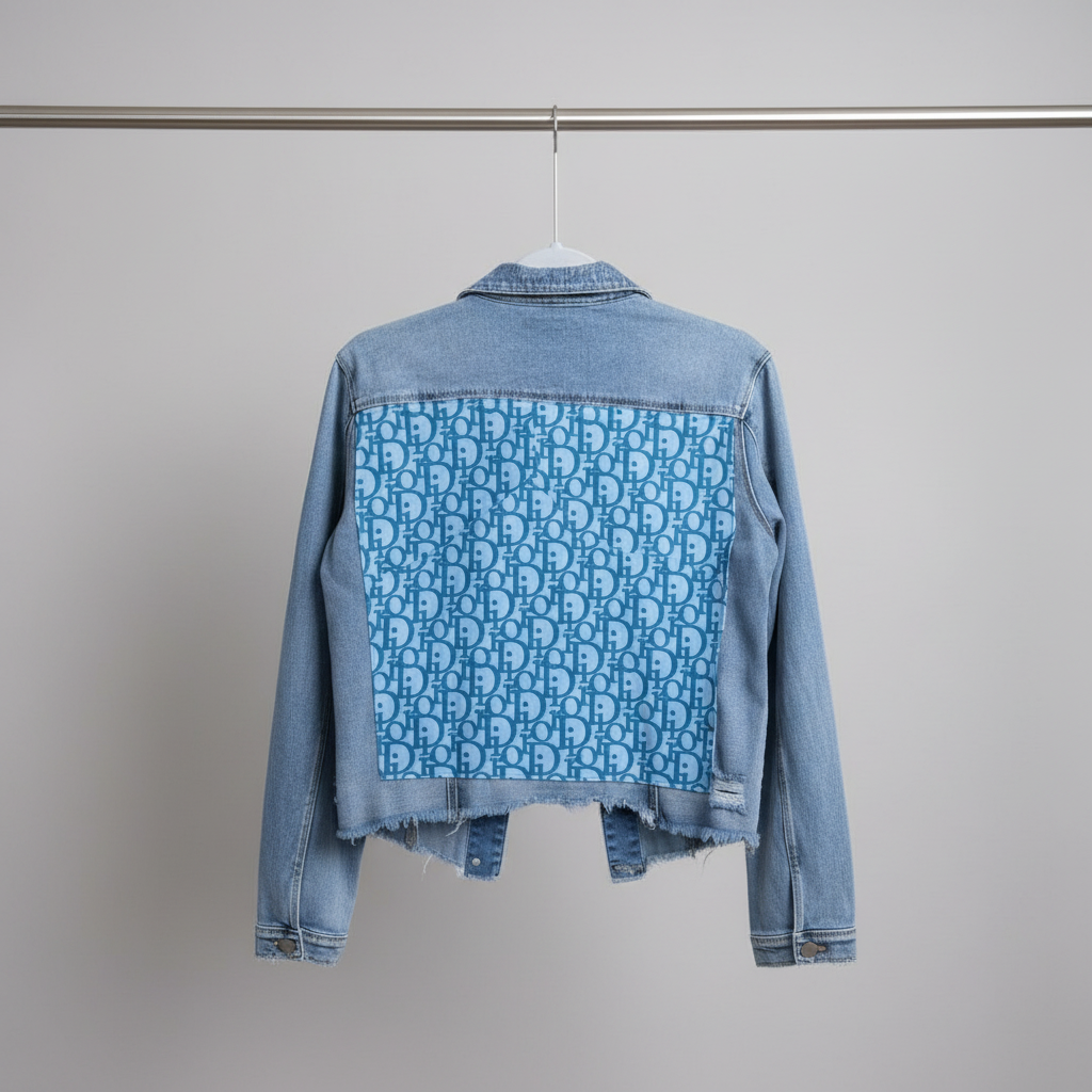 h-trailz Monogram Back Panel Denim Jacket Size Large