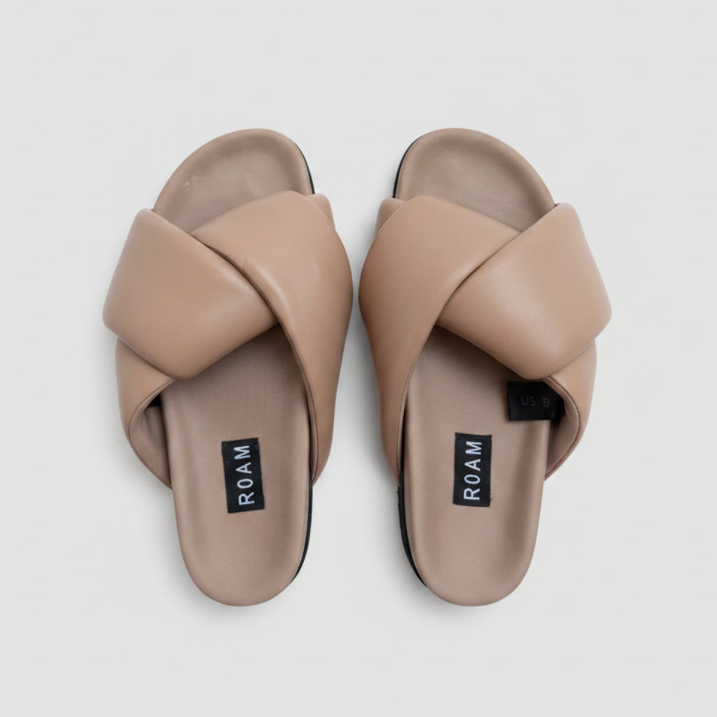 Roam Puffy Cross Strap Sandals Size 8 | Women's Quilted Comfort Slides