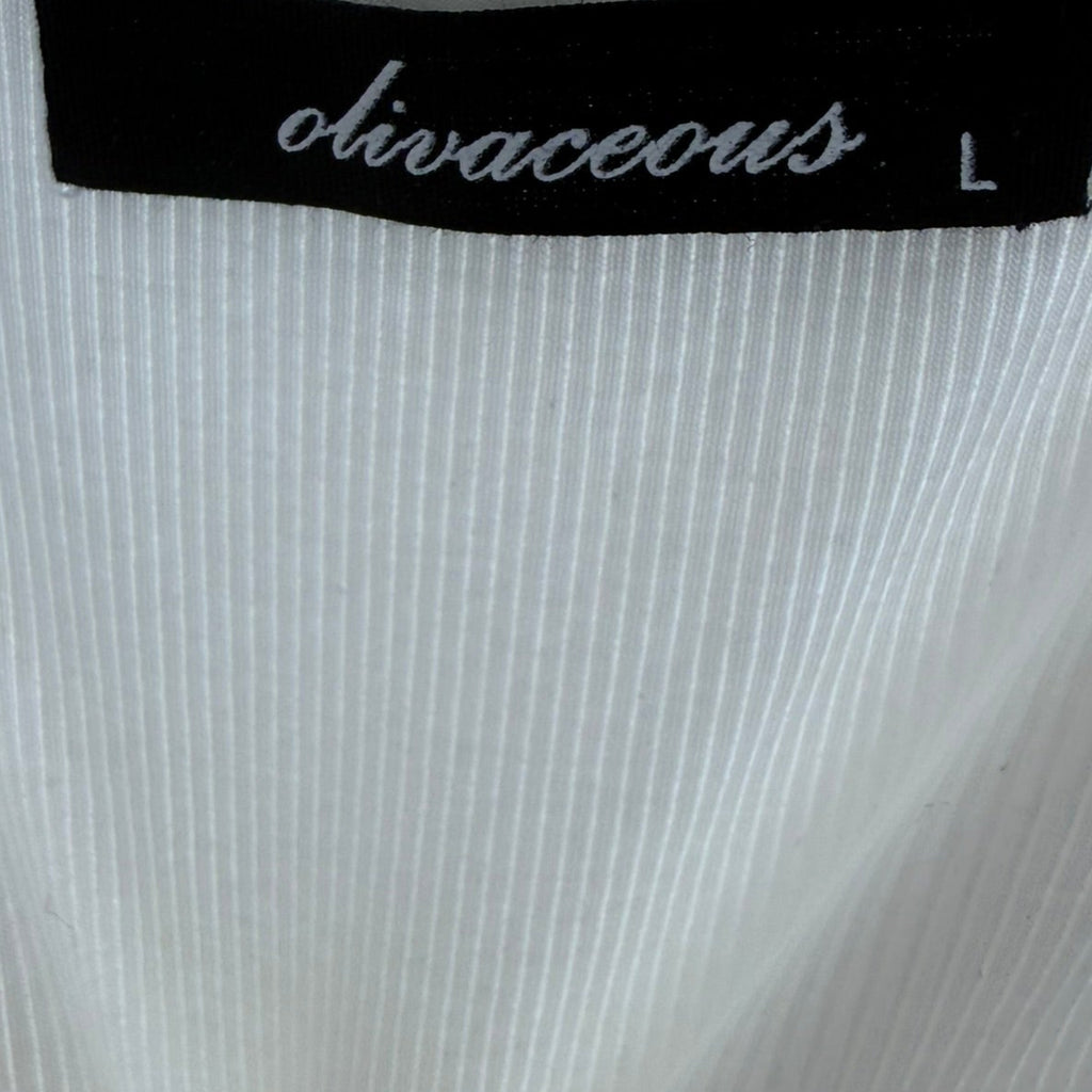 Olivaceous Ribbed Tie-Shoulder Tank Top White Size Large