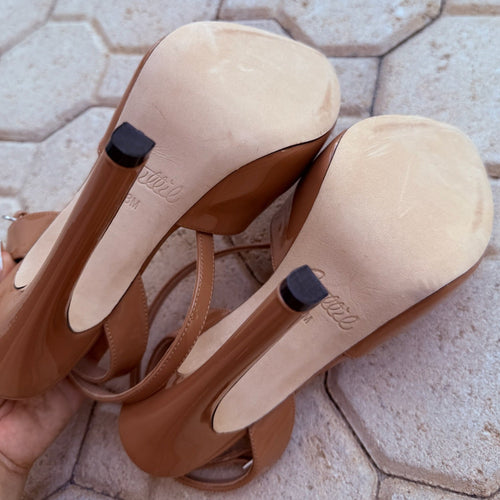 Aminah Abdul Jillil Nude Patent Heels Size 8 | Women's Designer Stiletto Pumps