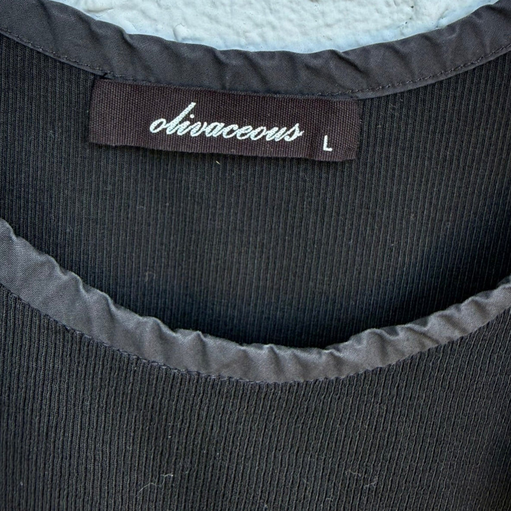 Olivaceous Ribbed Tie-Shoulder Tank Top Black Size Large