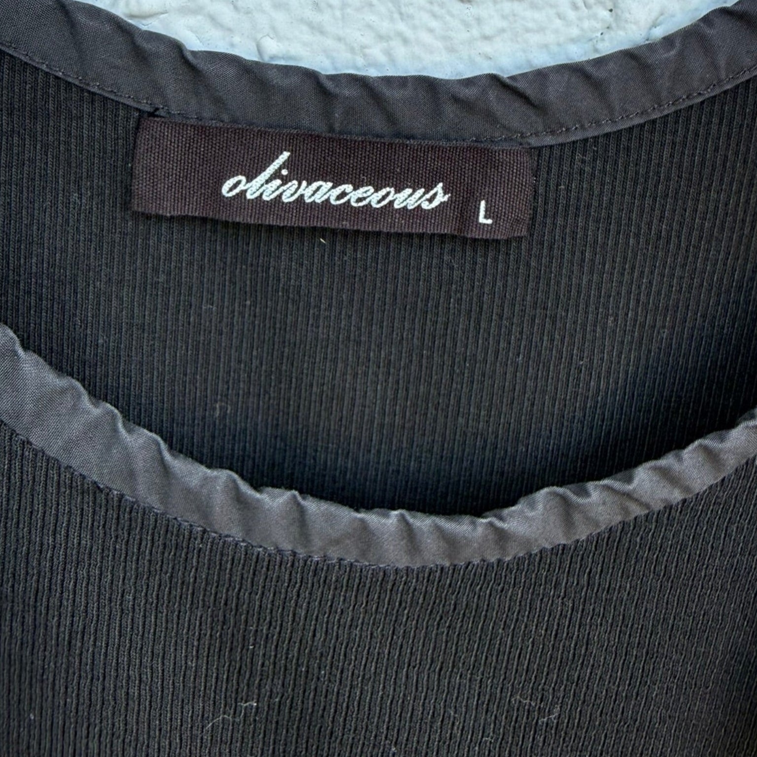 Olivaceous Ribbed Tie-Shoulder Tank Top Black Size Large
