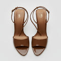 Zara Brown Patent Ankle-Strap Heels Size 38 | Women's High Heel Sandals