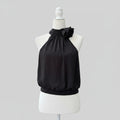 Do + Be Black Halter Rosette Halter Top Size Small