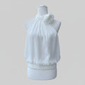Do + Be White Halter Rosette Halter Top Size Medium