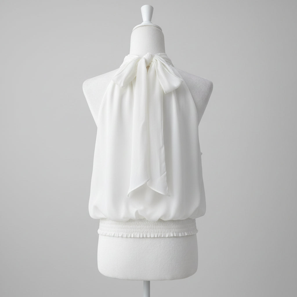 Do + Be White Halter Rosette Halter Top Size Medium