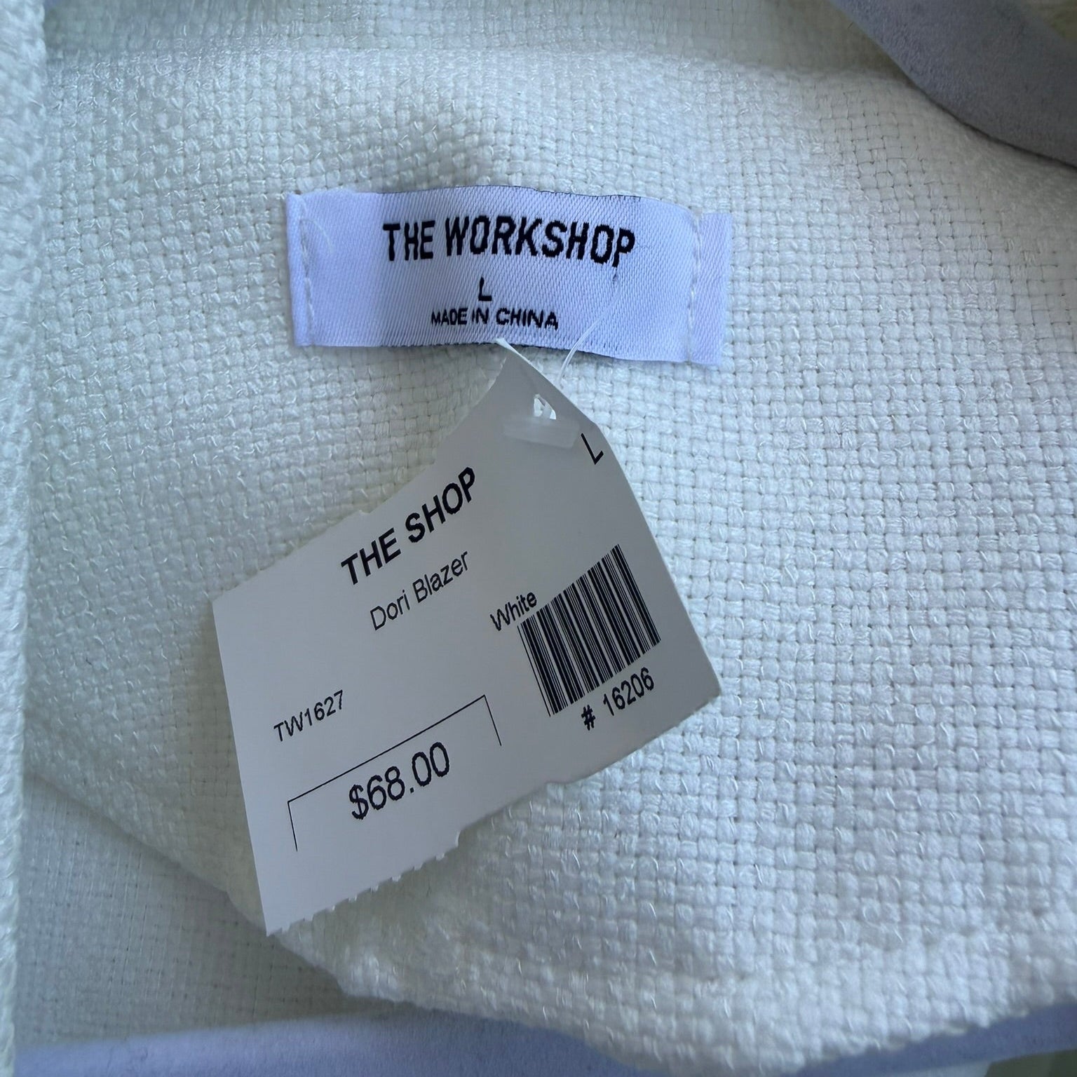 The Workshop Dori Ruched Sleeve White Blazer Size Large