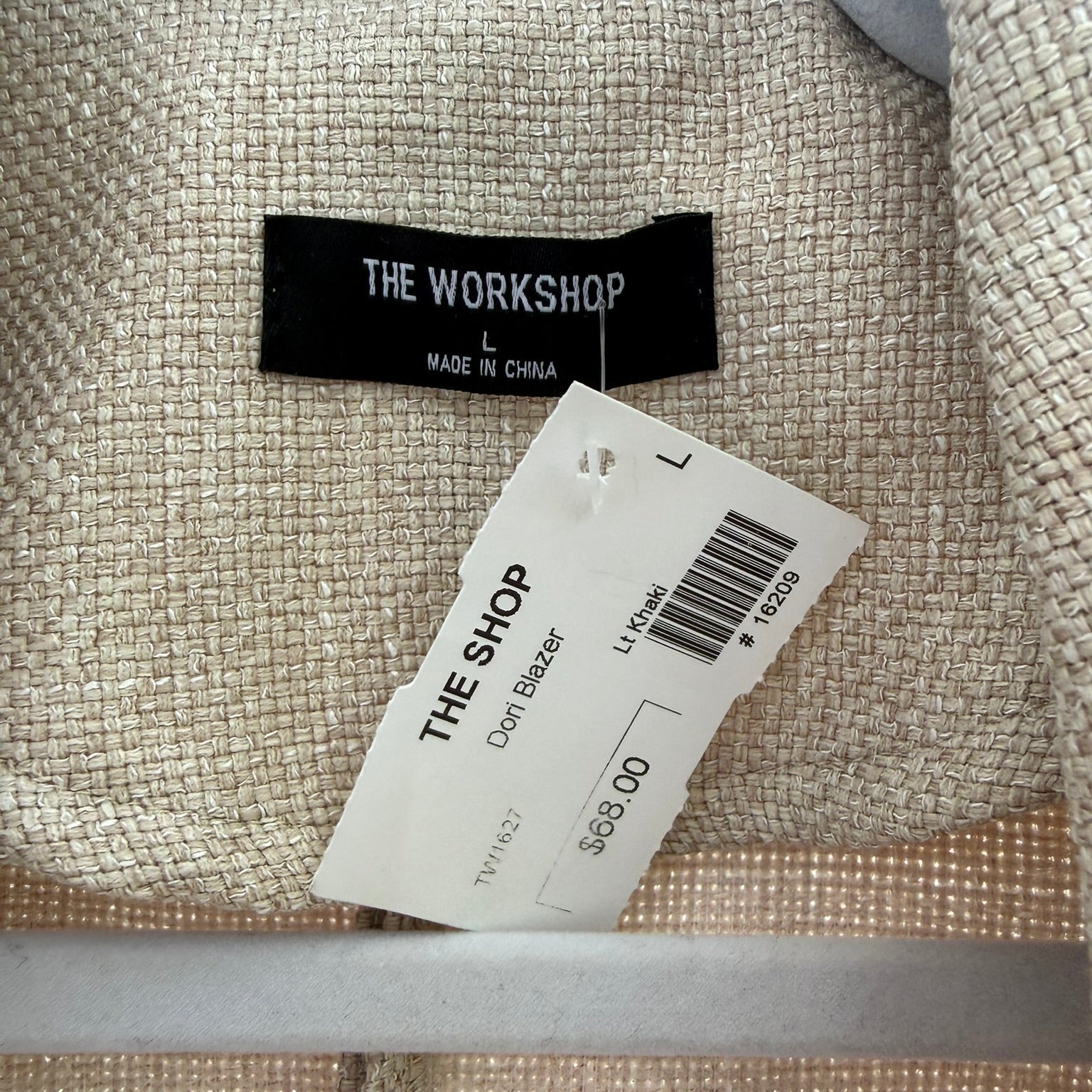 The Workshop Dori Ruched Sleeve Beige Blazer Size Large