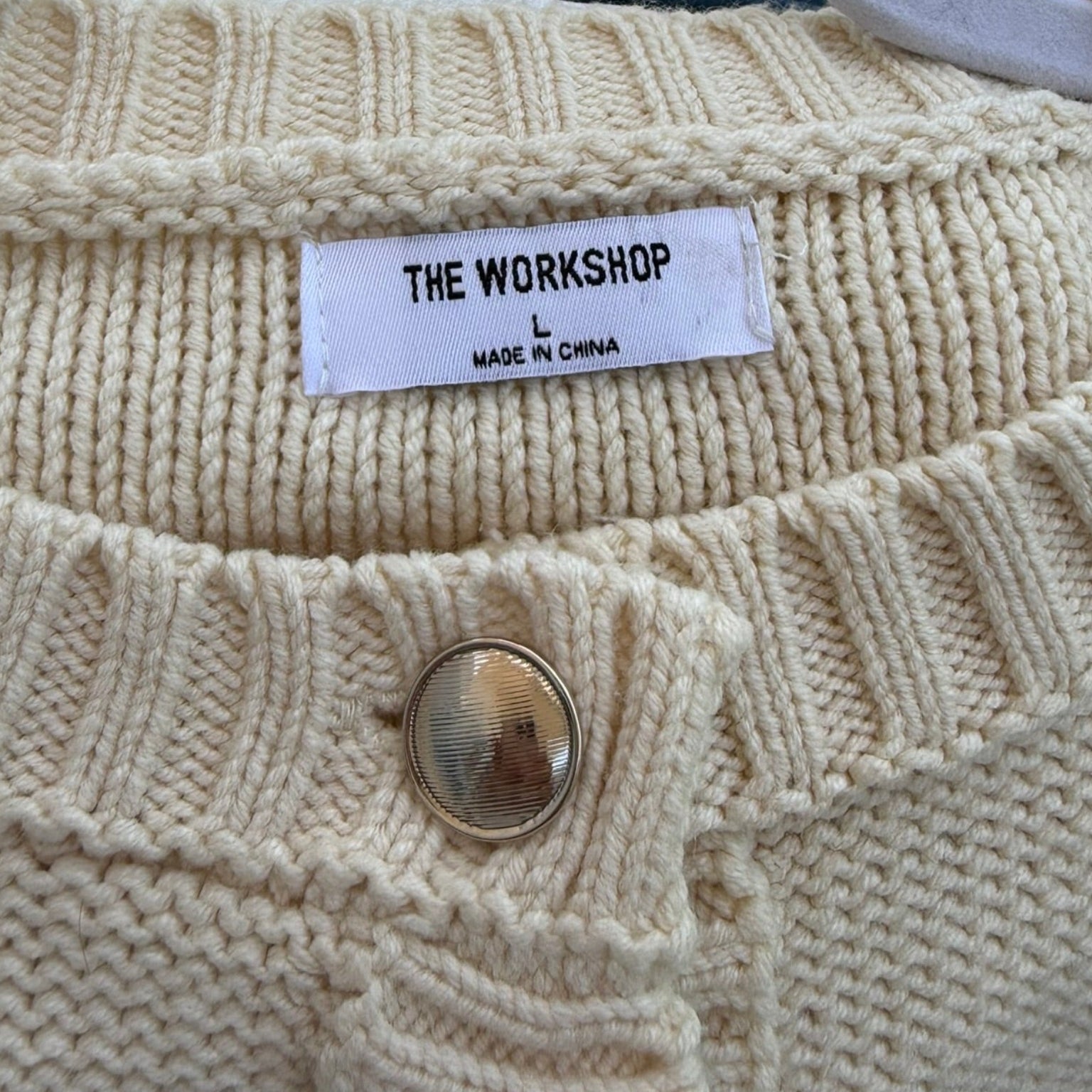 The Workshop Cream Short Sleeve Knit Cardigan Size Large (Runs Small)