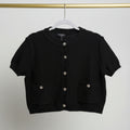 The Workshop Black Short Sleeve Knit Cardigan Size Large (Runs Small)