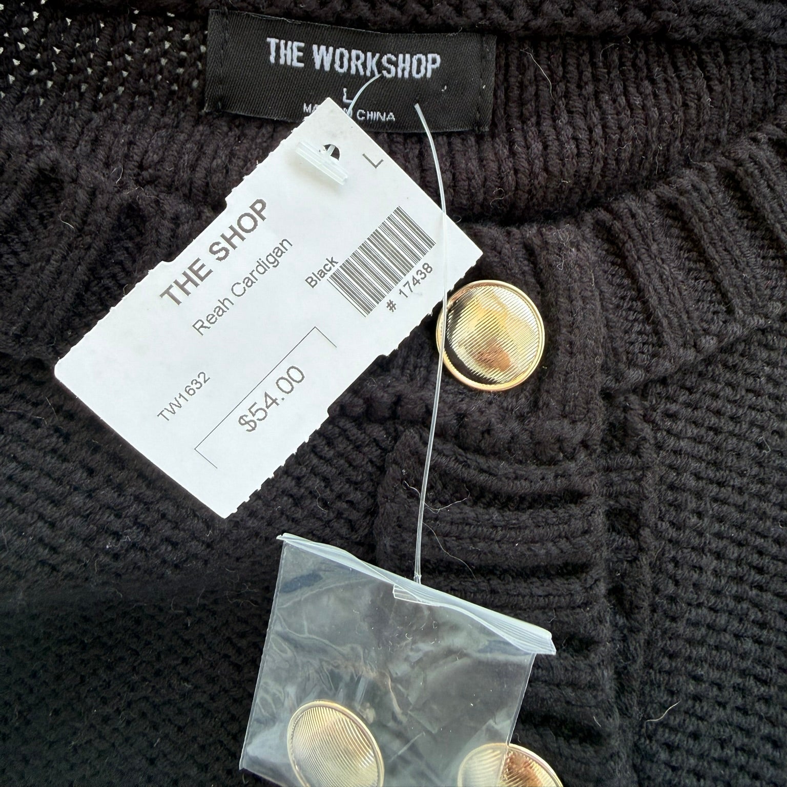 The Workshop Black Short Sleeve Knit Cardigan Size Large (Runs Small)