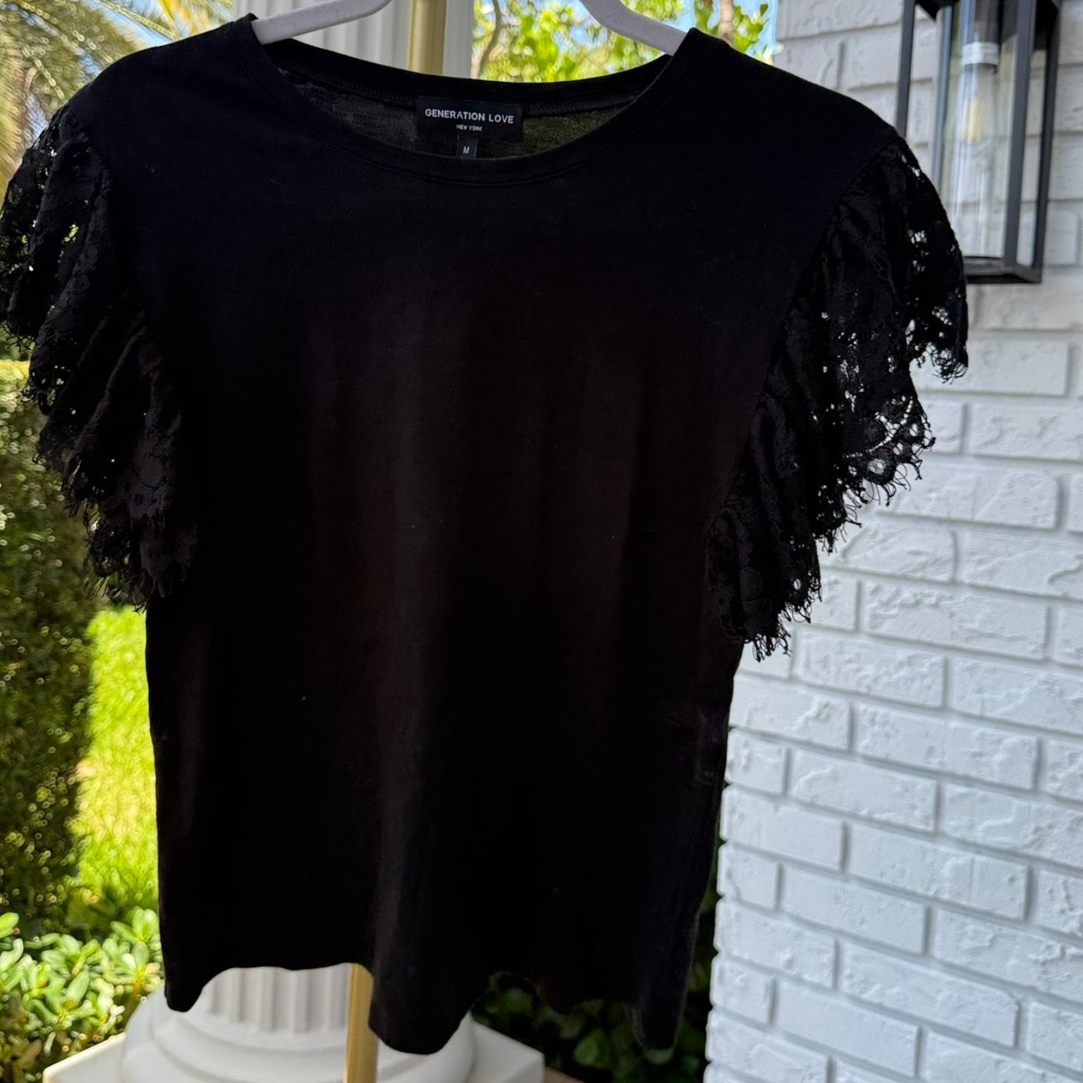 Generation Love Prim Lace Ruffle Sleeve T-Shirt Size Medium