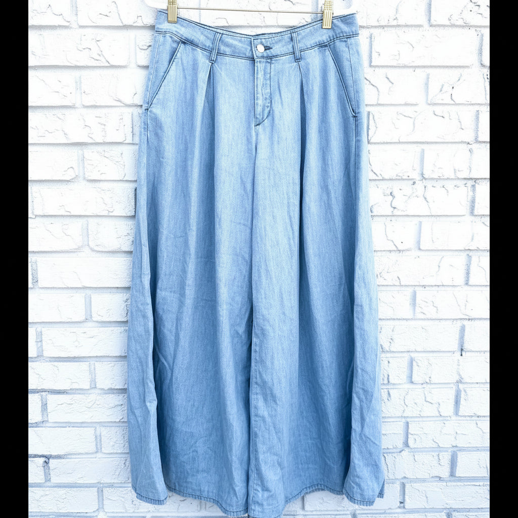 L'Agence Lorenza High-Rise Wide Leg Jeans Light Wash Size 28