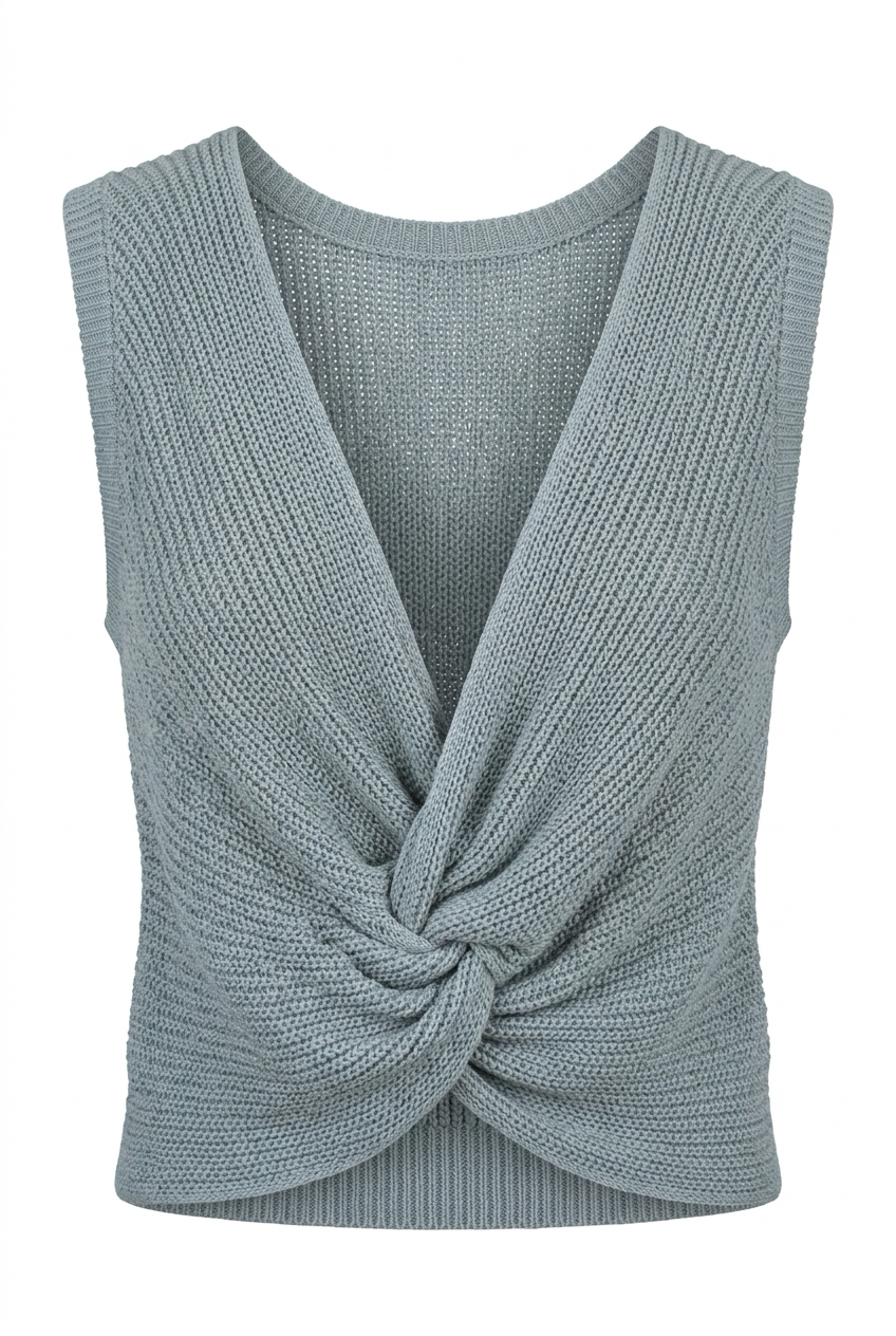 Miou Muse Grey Twisted Knot Top Size Medium
