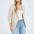 The Workshop Dori Ruched Sleeve Beige Blazer Size Large