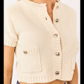 The Workshop Cream Short Sleeve Knit Cardigan Size Large (Runs Small)