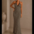 Miou Muse Sunni Chevron Knit Maxi Dress NWT Size S | Women's Designer Dress