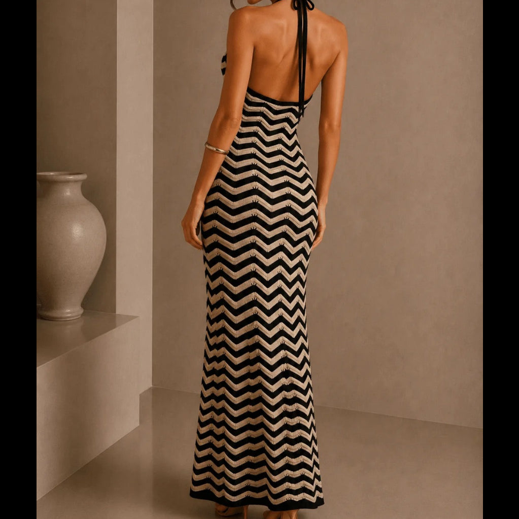 Miou Muse Sunni Chevron Knit Maxi Dress NWT Size S | Women's Designer Dress