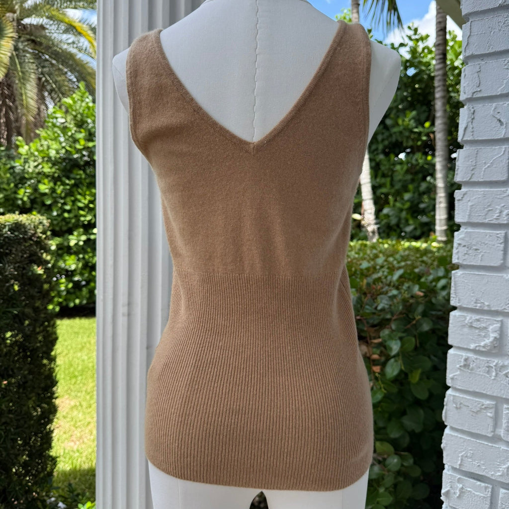 Crush Cashmere Sleeveless V-Neck Top Size Large