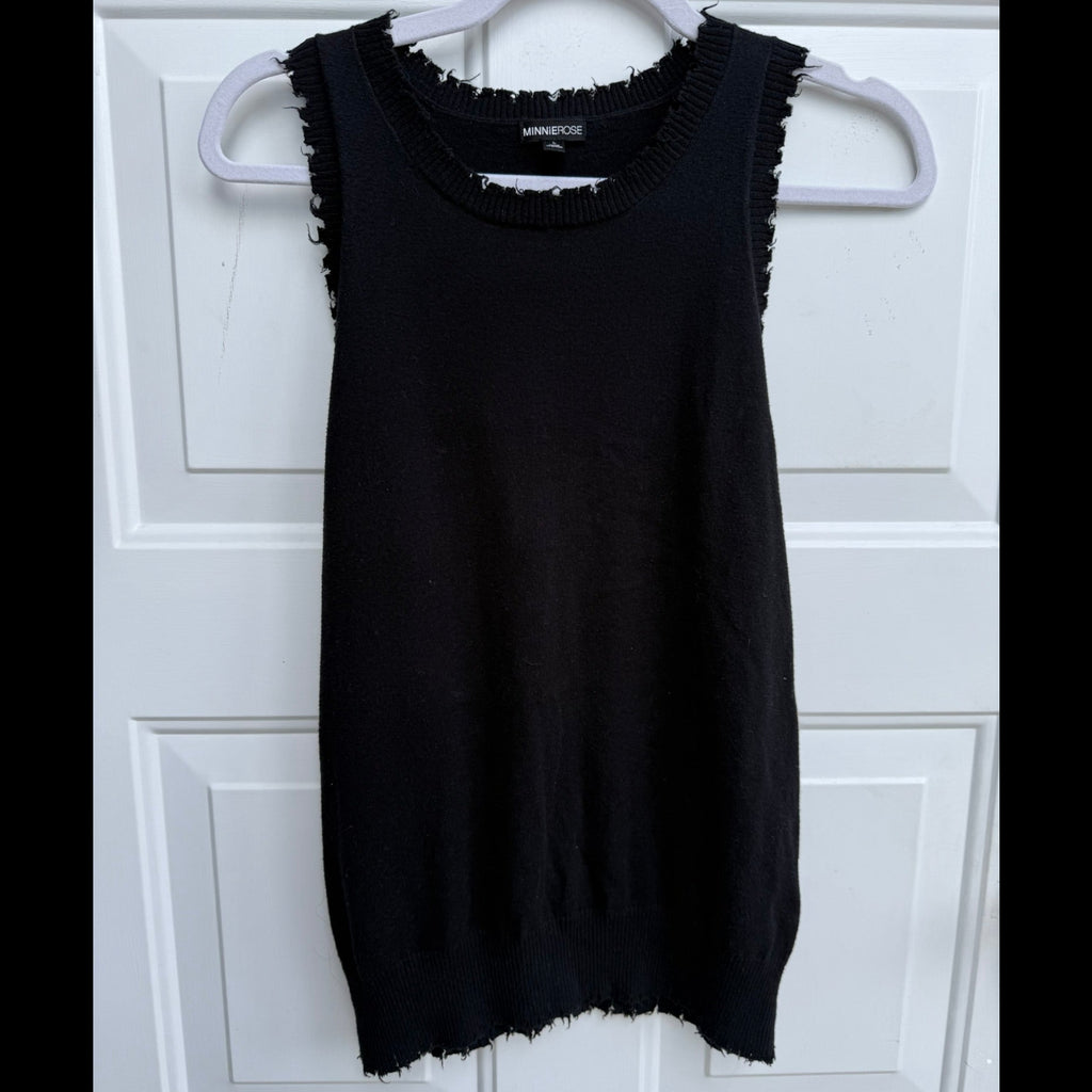 Minnie Rose Distressed Black Tank Size Large