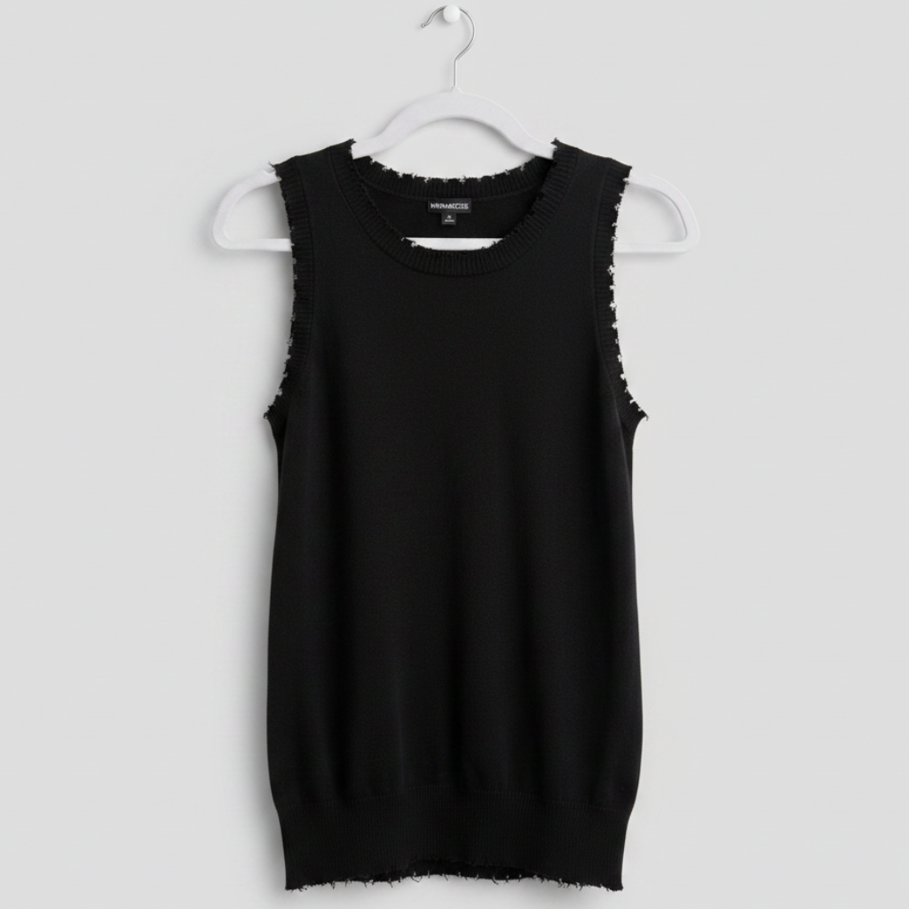 Minnie Rose Distressed Black Tank Size Large