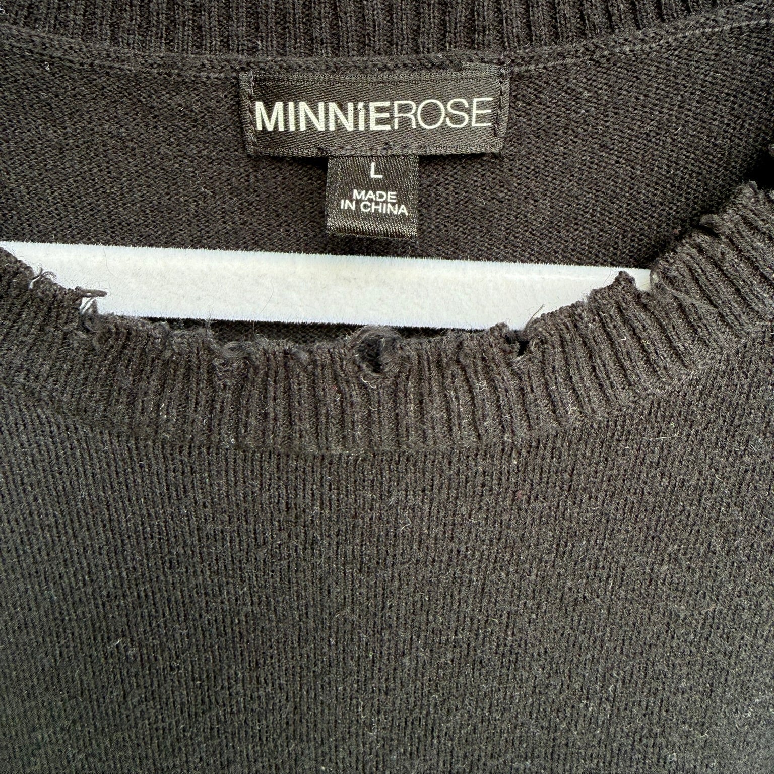 Minnie Rose Distressed Black Tank Size Large