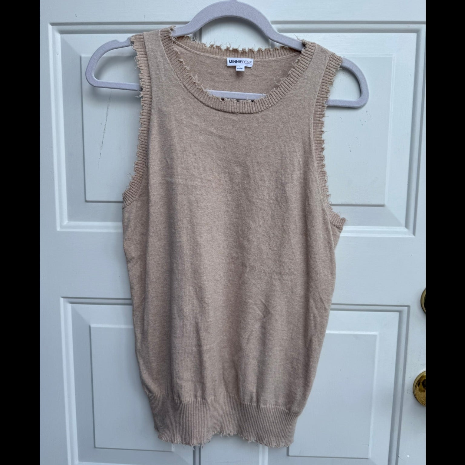 Minnie Rose Distressed Beige Tank Size Large