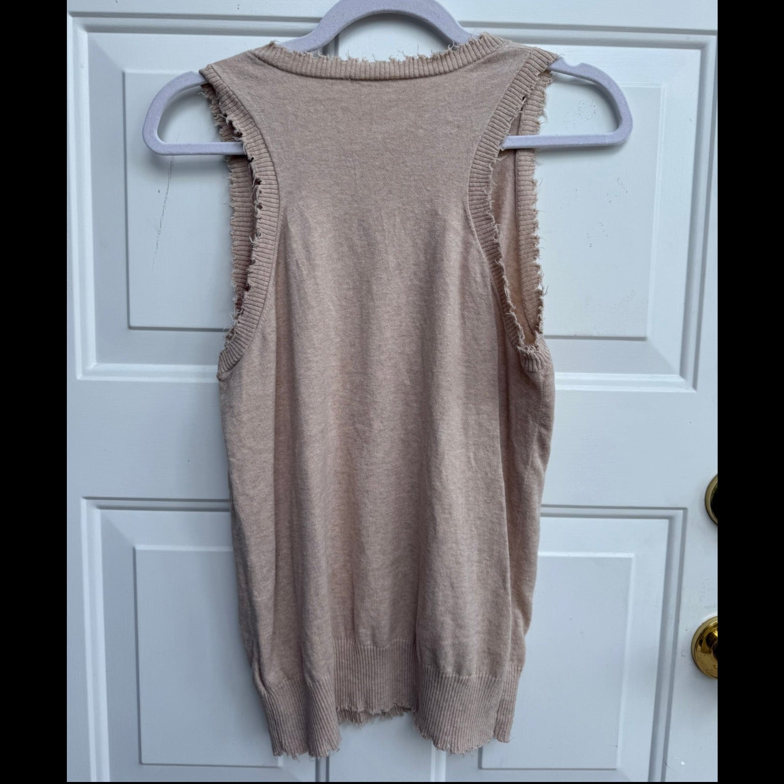 Minnie Rose Distressed Beige Tank Size Large