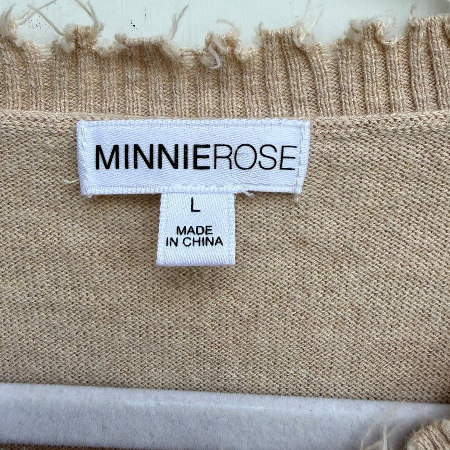 Minnie Rose Distressed Beige Tank Size Large