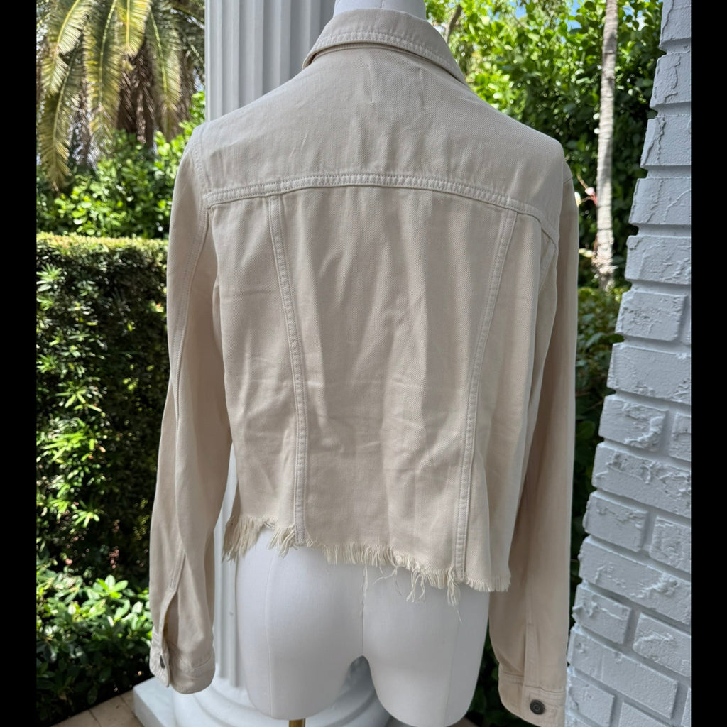 Hidden Jeans Frayed Cream Denim Jacket Size Medium