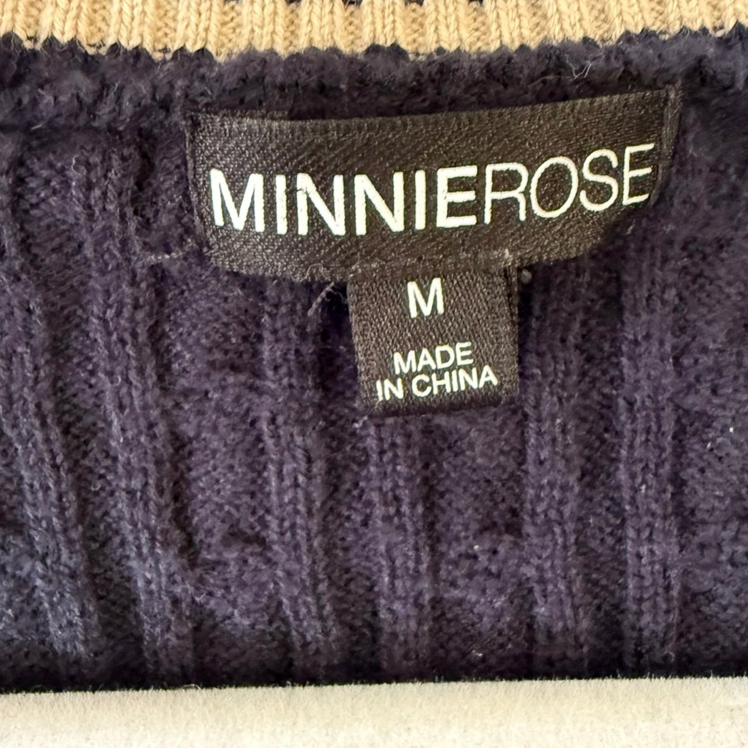 Minnie Rose Varsity Cable Knit Tank Size Medium