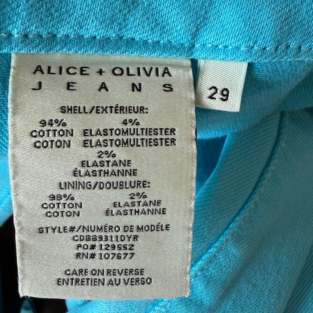 Alice & Olivia Turquoise Flare Jeans Size 29