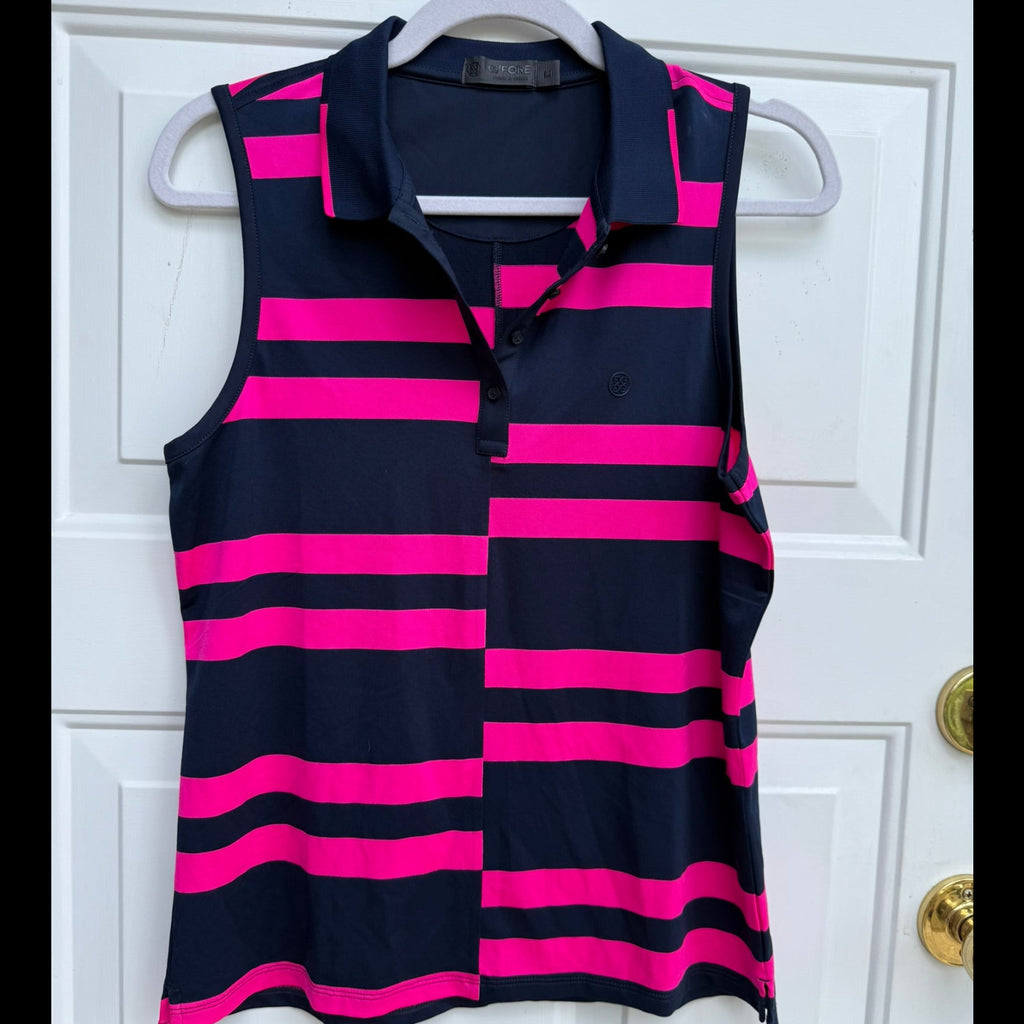G/Fore Sleeveless Striped Golf Polo Size Medium