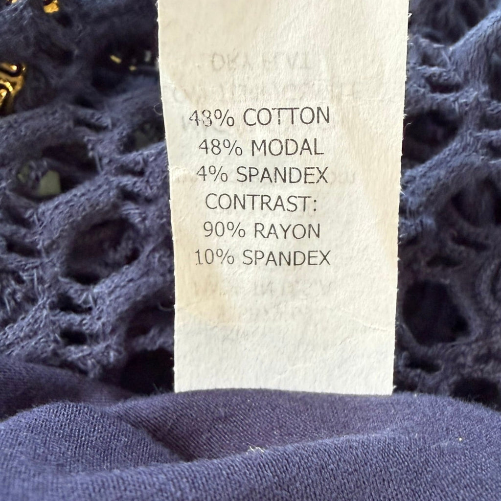 Pete Sleeveless Crochet Overlay Midi Dress Navy Size Medium
