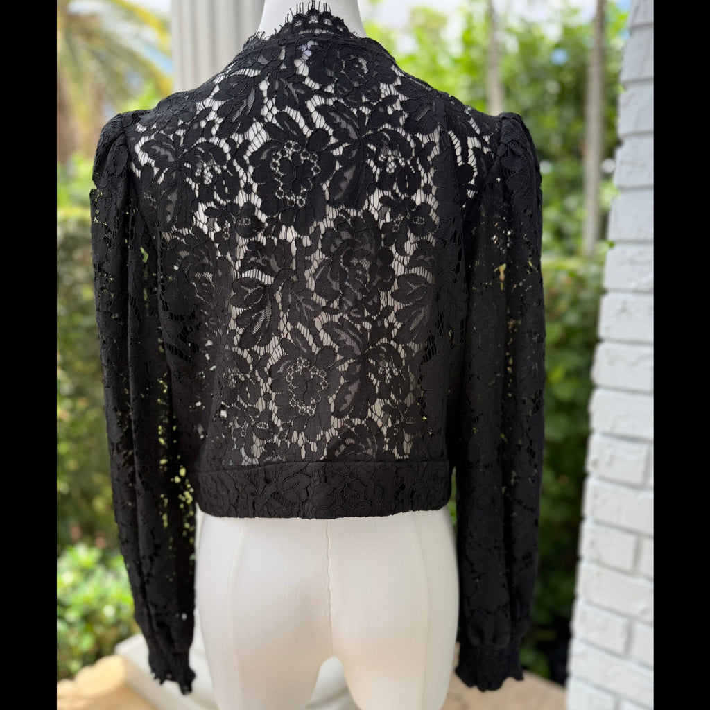 Generation Love Black Lace Tie-Front Top Size Medium