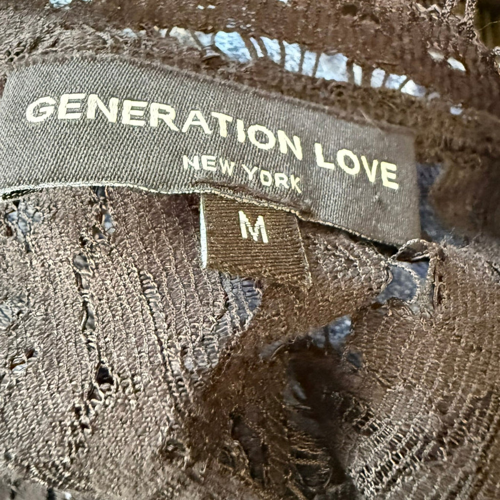 Generation Love Black Lace Tie-Front Top Size Medium