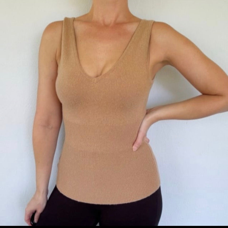 Crush Cashmere Sleeveless V-Neck Top Size Large