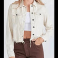 Hidden Jeans Frayed Cream Denim Jacket Size Medium