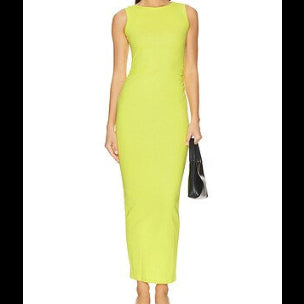 All Saints Lime Green Ribbed Tank Midi Dress Size 8