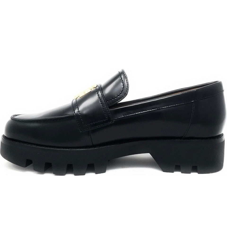 Tory Burch Everly Black Lug Sole Loafers Size 7.5