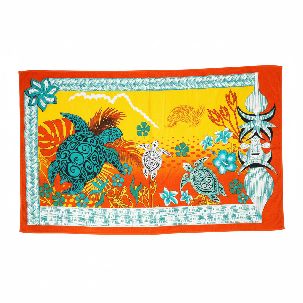 Double Decker Tropical Print Turtle Sarong Wrap