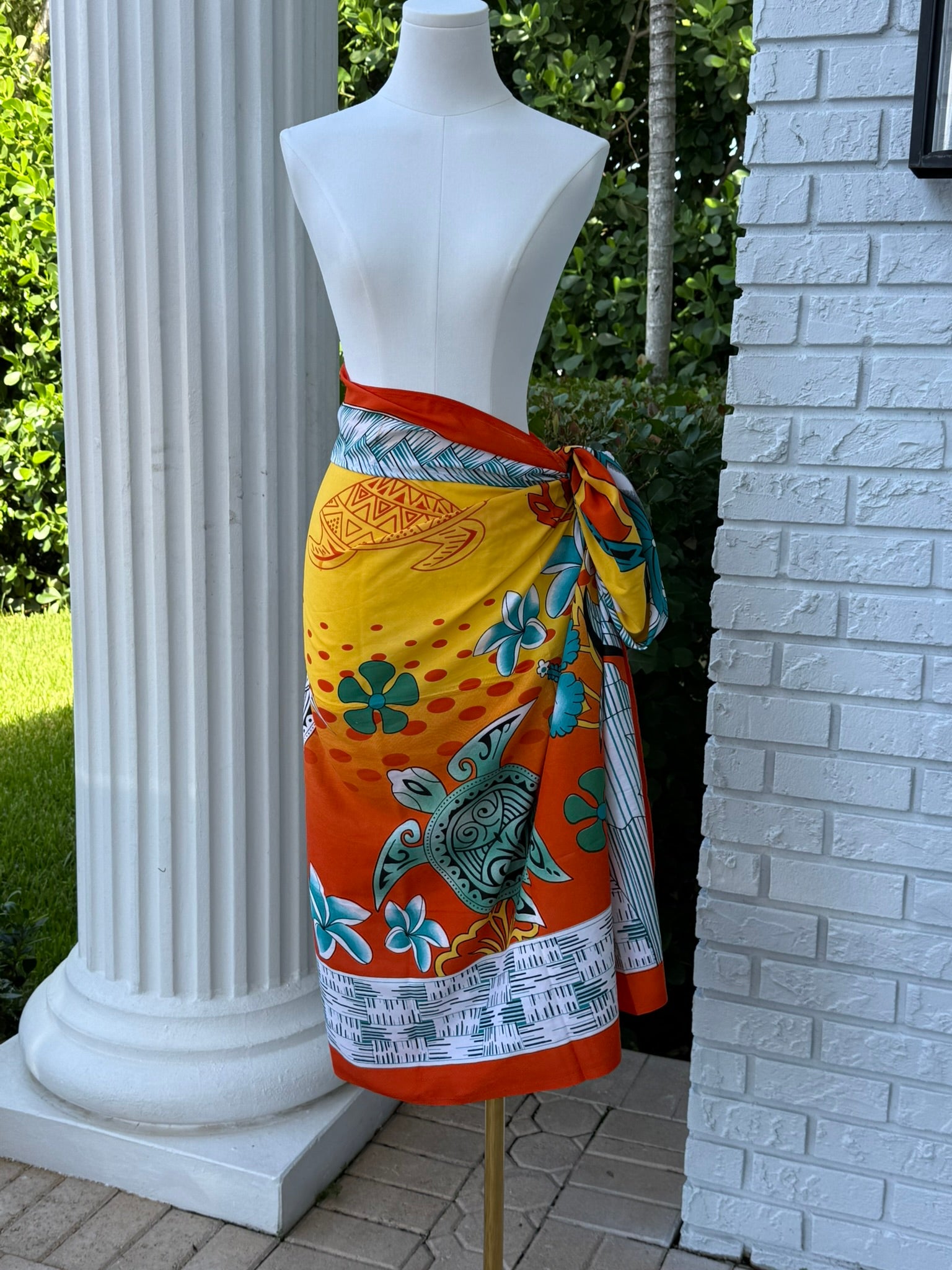 Double Decker Tropical Print Turtle Sarong Wrap