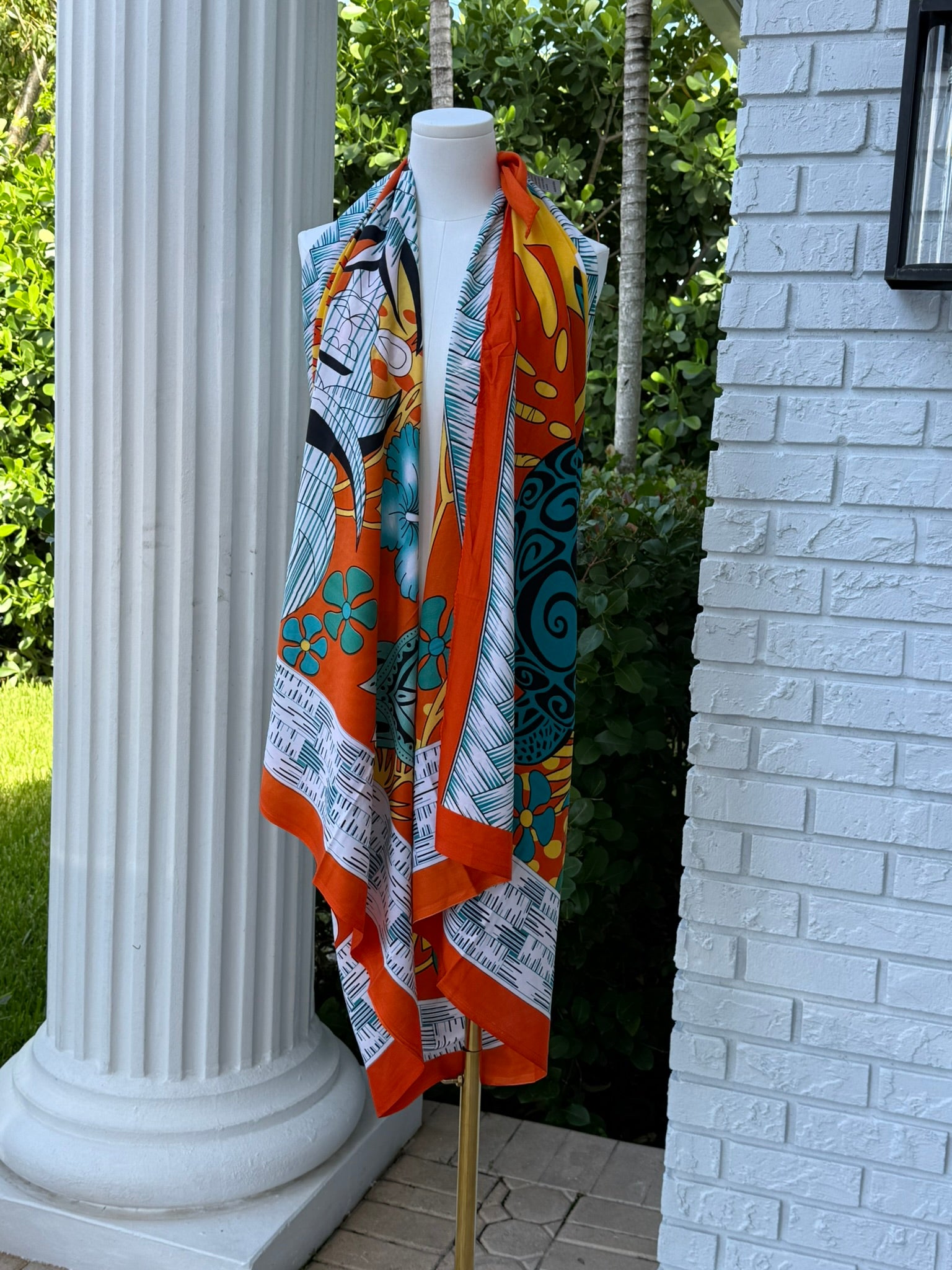 Double Decker Tropical Print Turtle Sarong Wrap