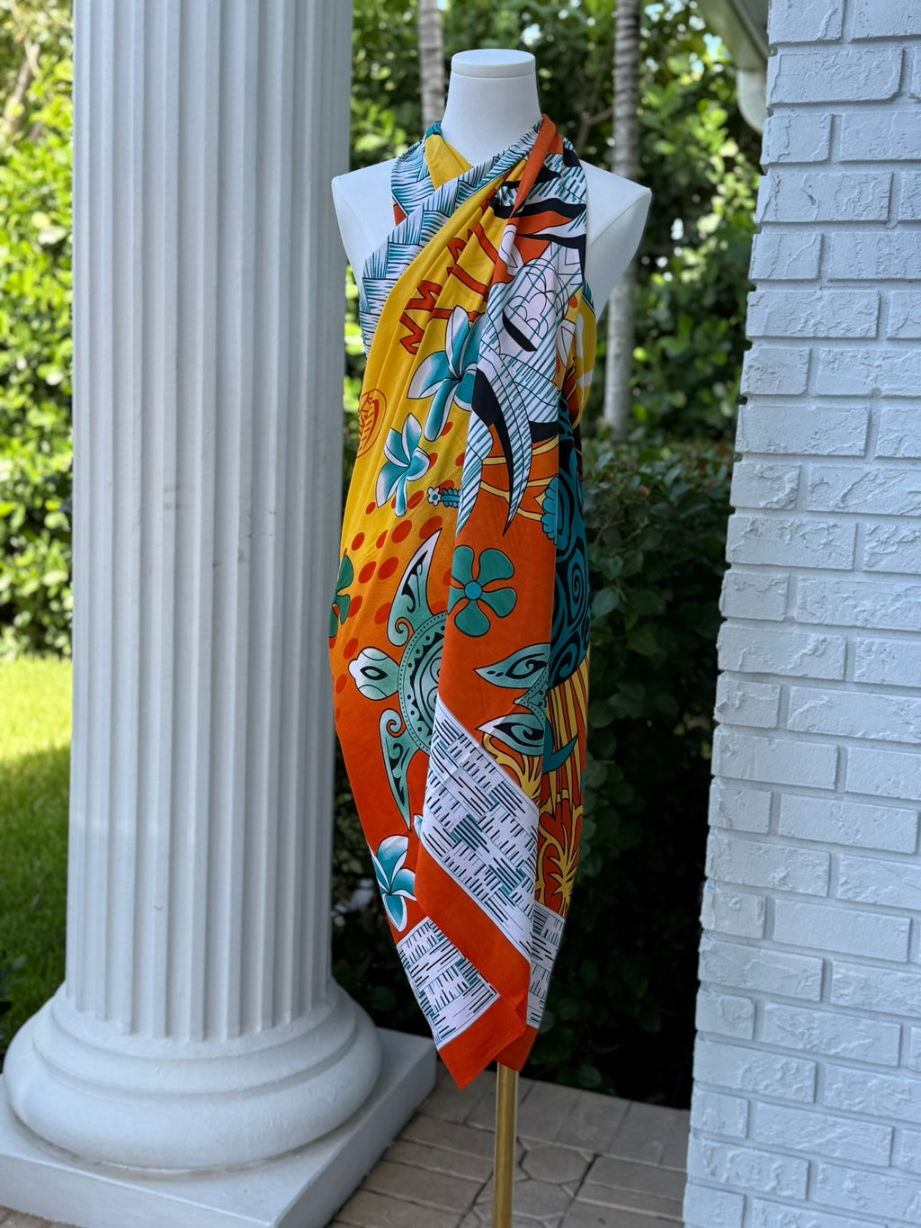 Double Decker Tropical Print Turtle Sarong Wrap