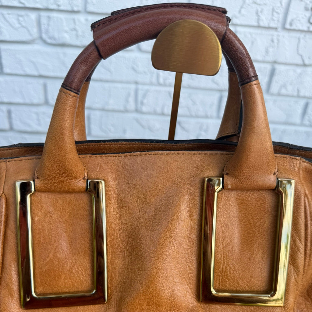 Chloe Ethel Handbag Leather 2-way Brown Gold.
