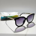 Quay Coffee Run Polarized Black Cat-Eye Sunglasses with Case