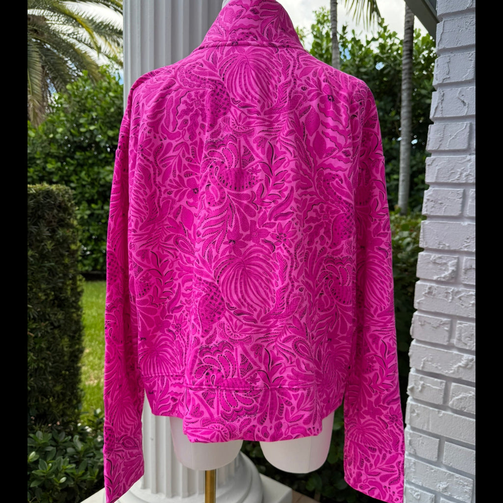 Lilly Pulitzer Wrenley Zip-Up, Cerise Pink Pinkie Promise Jacket Size Large