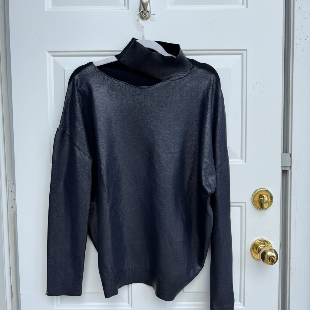 Oblique Creations Coated Mock-Neck Sweater Size 2 (Medium)