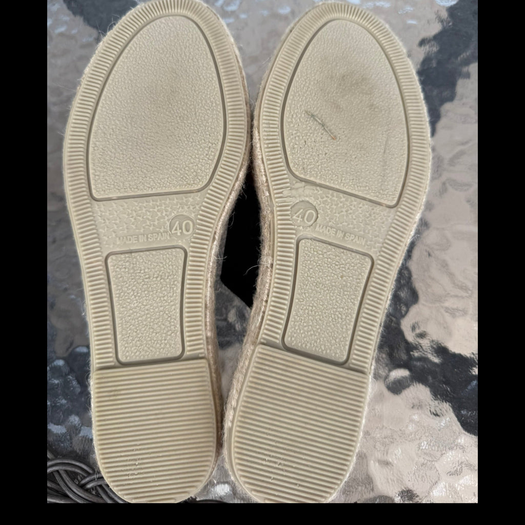 Manebi Double Sole Black Suede Espadrille Slides Size 40 (US9)