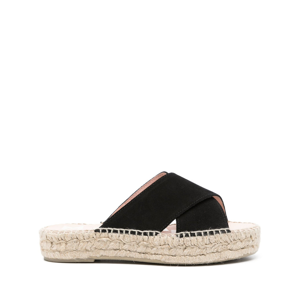 Manebi Double Sole Black Suede Espadrille Slides Size 40 (US9)